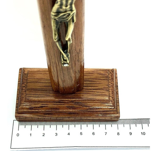 Crucifixo Mesa Cruz Sagrada Medalha São Bento 17cm Stlr 04