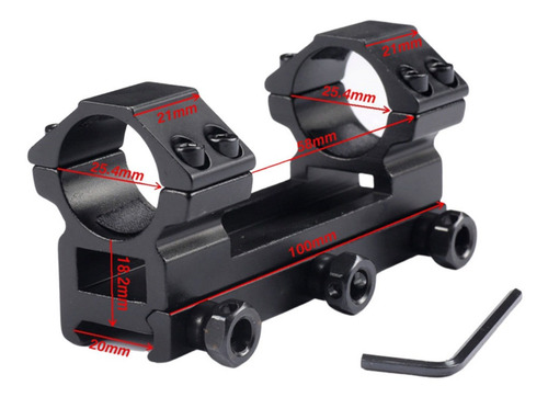 Imagem 2 de 7 de Suporte Mount Único Luneta Trilho 22mm Cbc Rossi Gamo Cyma