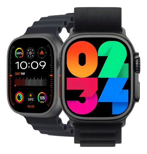 Smartwatch Watch Ultra Serie 10 Nfc Gps Amoled Pulseira Preto 2 pulseiras e película