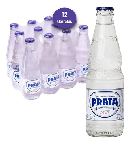 Kit Com 12und Água Mineral Prata S/ Gás Leve Vidro 300ml