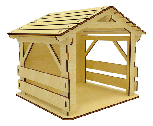 Casita #8 Granero Mdf De 3 Mm, Nacimiento, Pesebre
