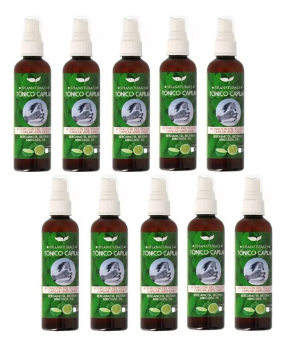 10pzas Tónico Capilar Bergamota Biotina Minoxidil 5% 120ml