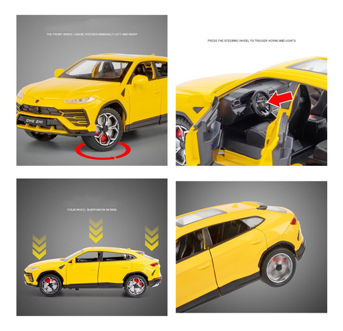 Lamborghini Urus Miniatura Metal Coche Con Luz Y Sonido 1/24