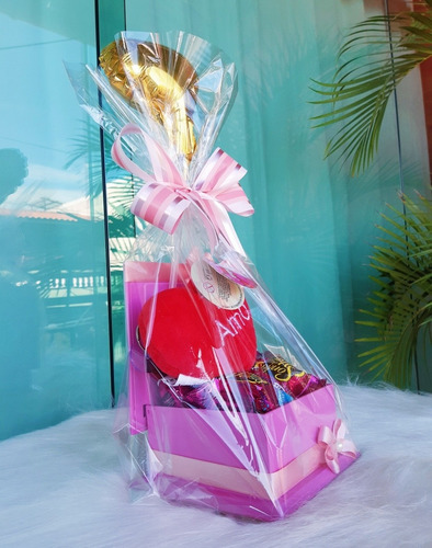 Imagem 3 de 6 de Cesta De Chocolate Porta Jóia Bombons Presente Avós Tia Mãe
