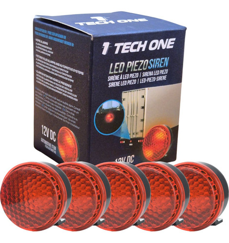 Kit 5 Sirene Piezo 6 Tons Com Led Vermelho 12v Ré Universal