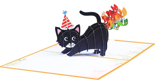 Tarjeta De Felicitación Plegable Happy Birthday Cat Rainbow
