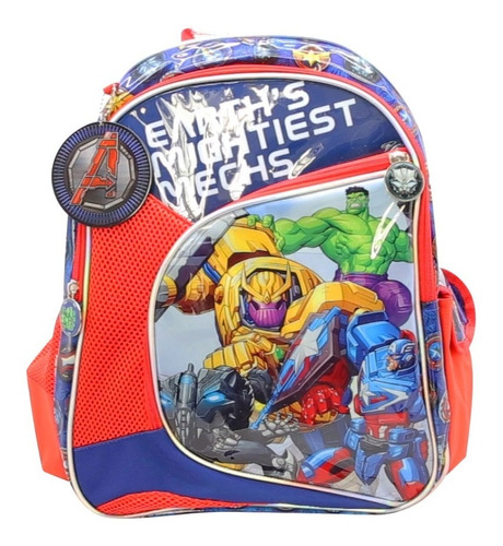 Mochila De Colgar Grande Avengers Mundo Magico Color Rojo Diseño de la tela Liso