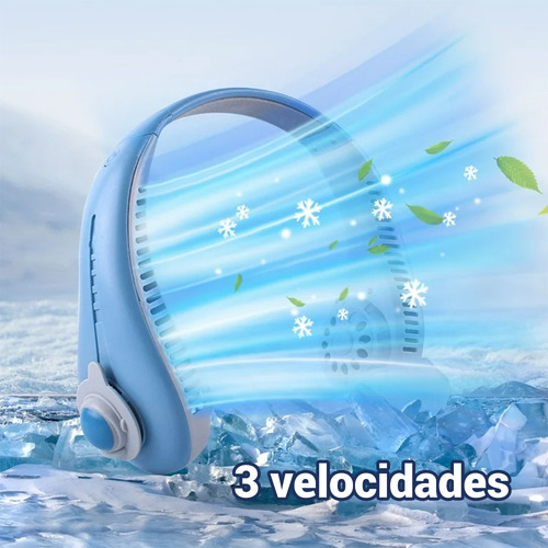Ventilador Cuello Portatil Silencioso Con Usb 3 Velocidades Color Azul