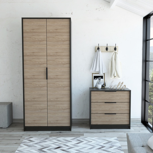 Closet 2 Puertas + Comoda 3 Cajones - Wengue / Miel