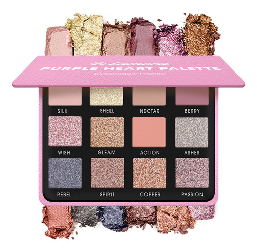 Paleta De Sombras De Ojos Rosa Nude, 12 Colores Mate Brillan