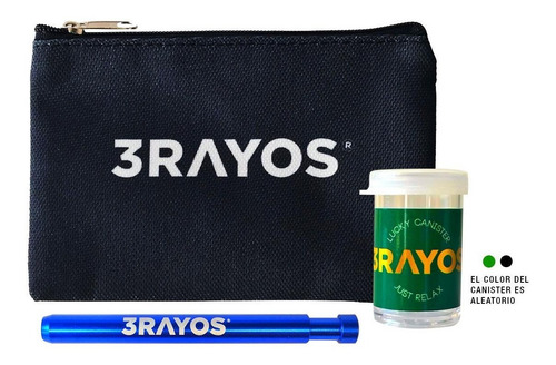 Imagen 1 de 4 de Kit Estuche + Pipa Lucky Aluminio Azul + Frasquito Regalo