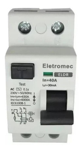 Interruptor Diferencial 40a 2p 30ma 400v Eletromec