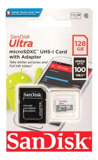 Memoria Micro Sd 128 Gb Sandisk Con Adapt Sd Para Celulares