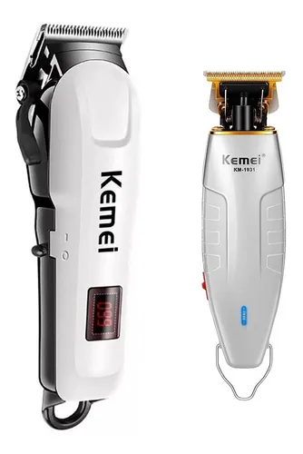 Combo White Kemei Maquina Cortadora + Trimmer Profesional