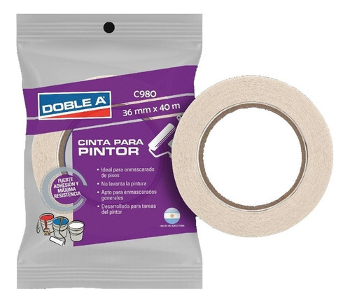 Imagen 3 de 6 de Cinta De Papel Enmascarar P/ Pintor 18 Mm Doble A Pintumm