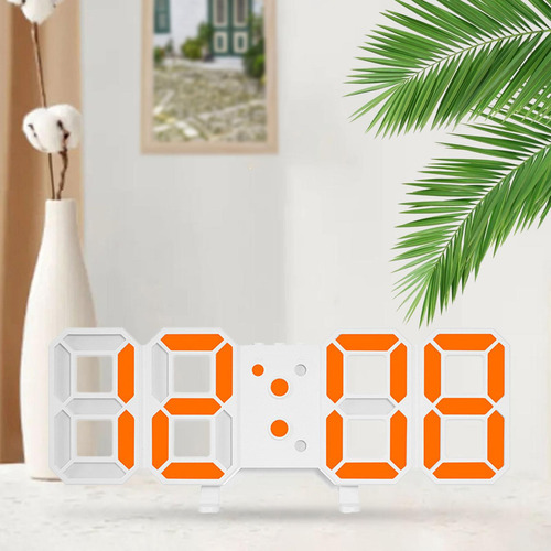 Reloj De Pared Digital 3d Reloj Despertador Digital Naranja