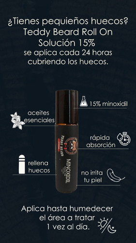Tonico Teddy Beard P/crecimiento Barba Al 15% Roll On 3pzas Lavanda