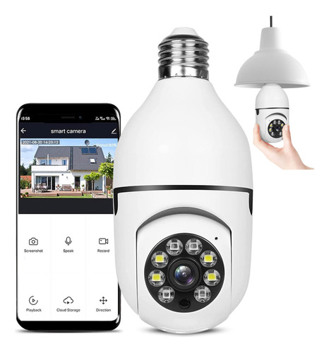 Cámara Lámpara De Seguridad Wifi 1080p Visión Nocturna Giro Completo Para Mayor Cobertura Alta Calidad Everest