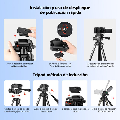 Trípode Celular Cámara 1.7m Mas Control Bluetooth Negro