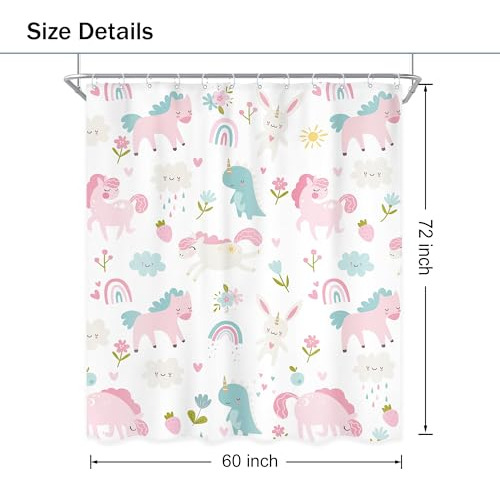 Cortina De Ducha Infantil Diseño Dinosaurio Arcoíris 60x72 C