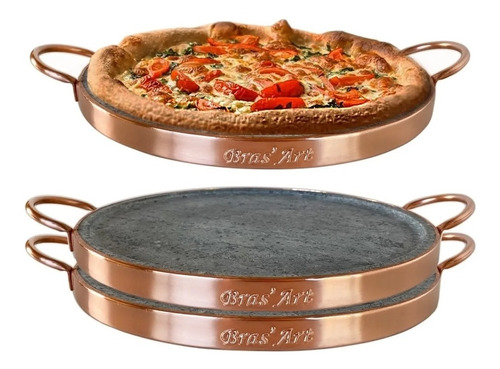 Formas Para Pizza Em Pedra Sabão Kit Com 3 Pecas 37 Cm