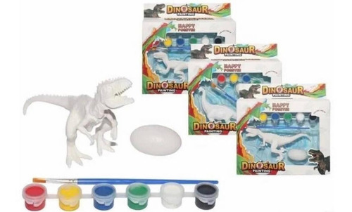 Dinosaurios Para Pintar Juego Didáctico Kit Pincel Y Colores