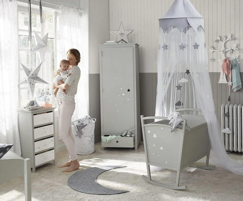 Cola Para Niños Cama Con Estrellas, Cuna Con Cuna Con Cúpula