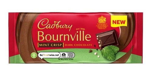 Chocolate Cadbury Bournville Mint Crisp Pack 2x100 G