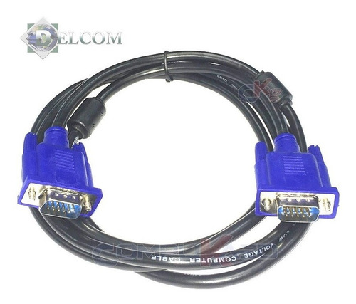 Cable Vga De 1.80 Metros Machos Delcom Doble Filtro 15 Pines