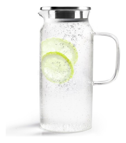 Jarra De Vidro Borossilicato Com Tampa Hermética Prata 1,8l
