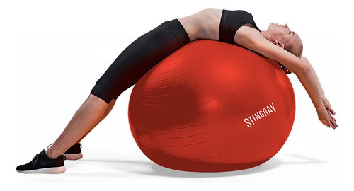 Pelota Stingray 65cm Pilates Yoga Ejercicio Con Bomba Color Rojo