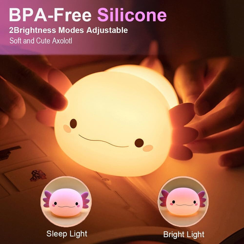 A Linda Luz Nocturna Axolotl Para Recámara De Niños