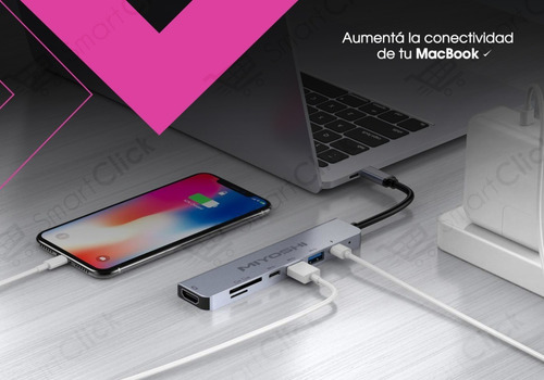 Imagen 6 de 10 de Adaptador Usb C Macbook Pro Air Hub Cable Hdmi 4k 7 En 1
