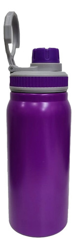 Botella Deportiva Vacuum Flask Doble Pared Frio Calor 600ml Violeta Gris