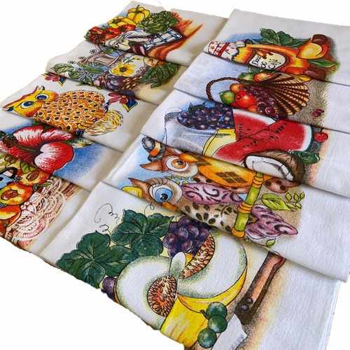 Imagem 4 de 6 de Pano De Prato Estampado (b) Com Bainha 68x40cm 10 Unidades