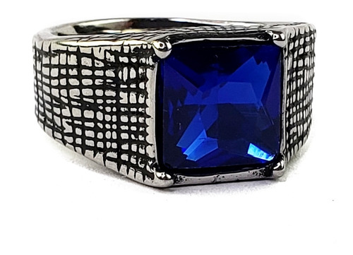 Anillo Estilo Turco Elegante De Lujo Azul Acero Inoxidable J