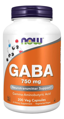 Now Foods Gaba 750mg 200 Cápsulas Veganas