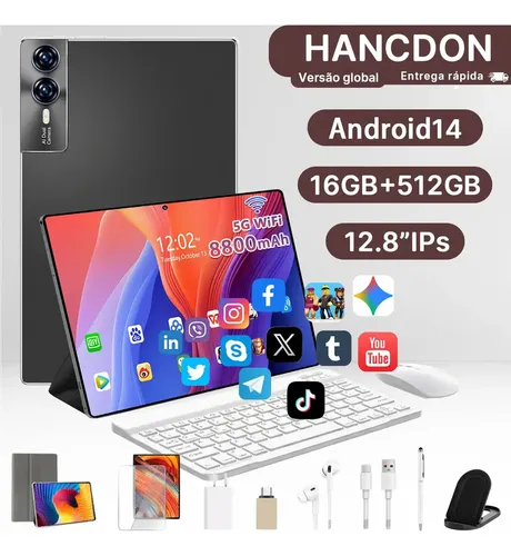 Tablet Android 15 Hancdon Tab Kit Completo Ram 16gb 512gb 12,8