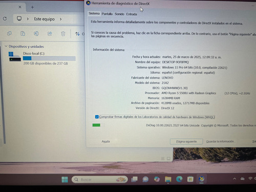 Thinkbook G3 / Ryzen 5 5500u / 16gb Ram / 256gb Ssd Plateado