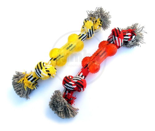 Imagen 9 de 10 de Soga De Algodón Con Nudos Y Hueso Pvc Perro Perritos Mascota