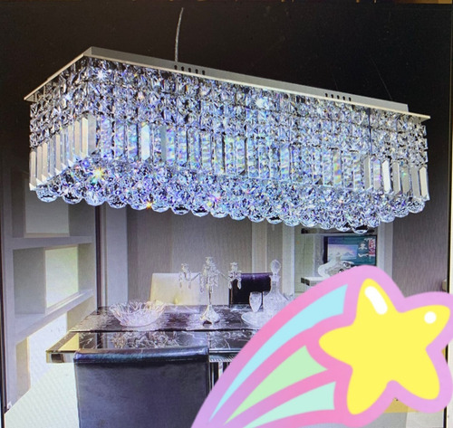 Lustre Cristal K9 Moderno Retangular 82 Cm