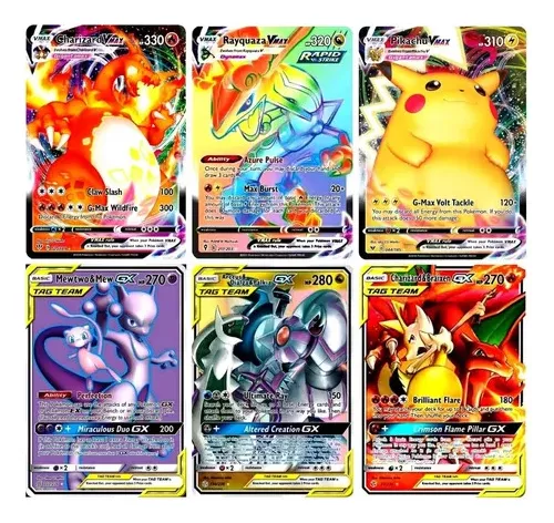 50 Cartas Pokemon Brilhantes Shiny Gx Aliados V Vmax Raras