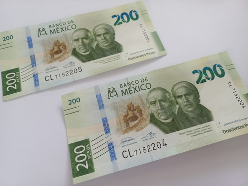 Par De Billetes Consecutivos 200 Pesos Morelos E Hidalgo.