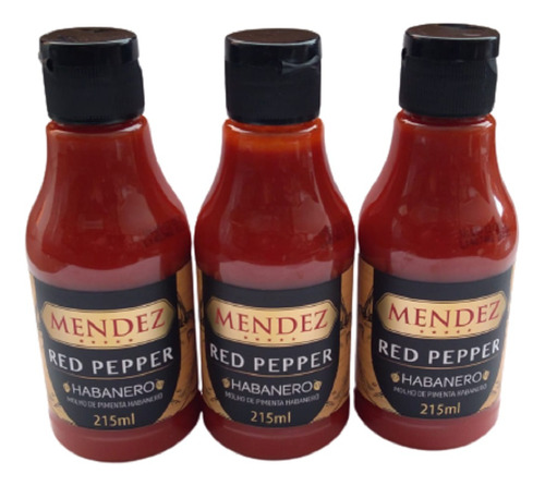 Kit Molho De Pimenta Mendez 215ml 03 Red Pepper Habanero