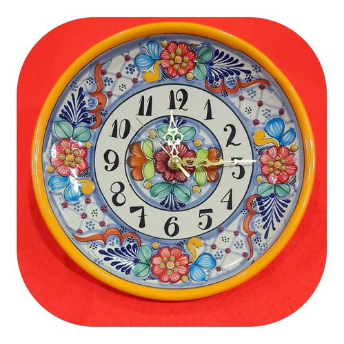 Imagen 1 de 2 de Reloj De Talavera Poblana 25 Cm Redondo Color Mexico  