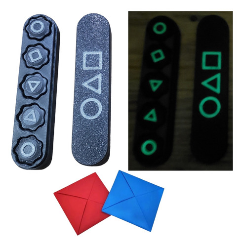 Kit Pentatlón Squid Game 2 Gonggi + Ddakji + Piedra + Jeji Brilla En La Oscuridad V4