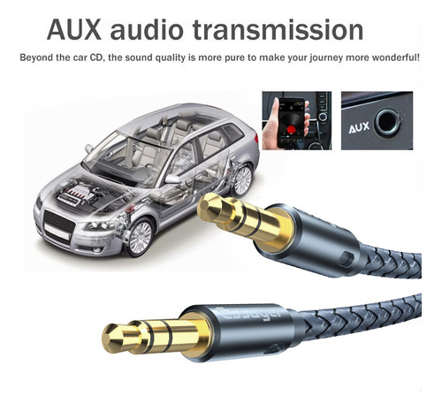 Cable De Audio Auxiliar De 3,5 Mm, Conector Chapado En Oro