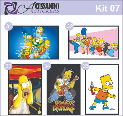 Adesivo Skin Capa Caderno Escolar Simpsons 07  Kit C/5 Un.