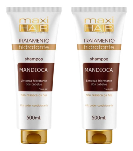 Shampoo Maxihair 500ml Mandioca Trat Hidratante - Kit C/ 2un