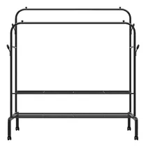 Comprar Perchero Organizador Doble Acero Con Exhibidor 150x155x59cm Color Negro